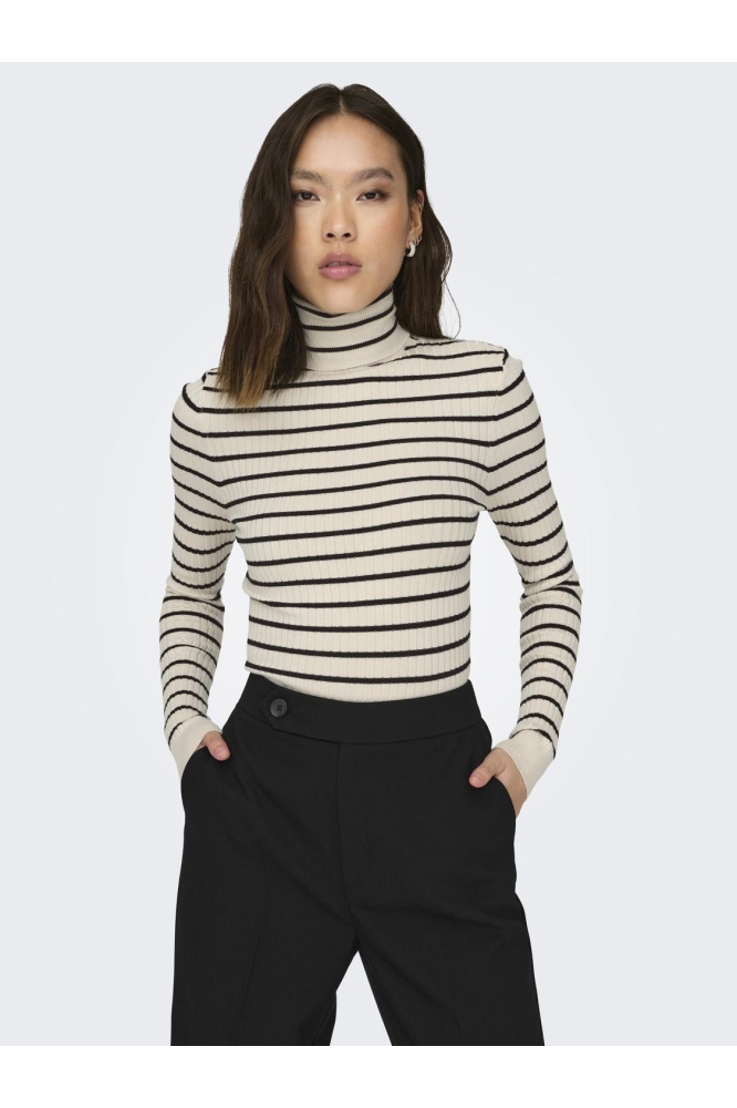 ONLKAROL L/S ROLLNECK PULLOVER KNT 15165075 Whitecap Gray/Black Smal